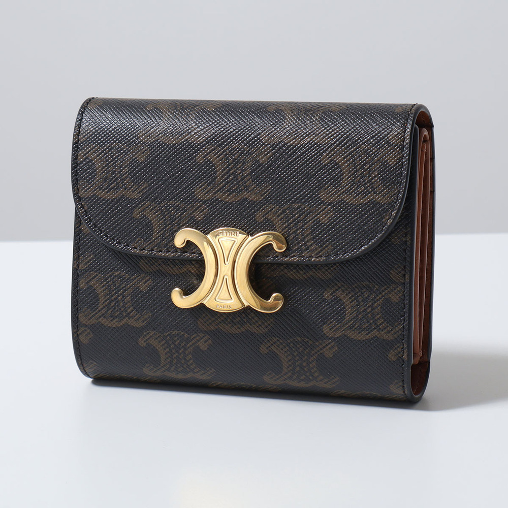 Celine Tri fold Wallet FLAP Triomphe Canvas Tan